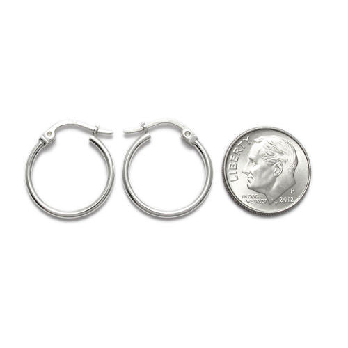 Thin Plain Polished Hoop Earrings 14mm | Wholesale Sterling Silver Jewelry | Alternate