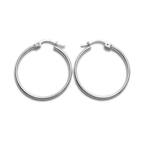 Thin Plain Polished Hoop Earrings 30mm | Wholesale Sterling Silver Jewelry | Main