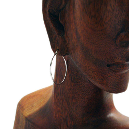 Thin Plain Polished Hoop Earrings 30mm | Wholesale Sterling Silver Jewelry | Alternate