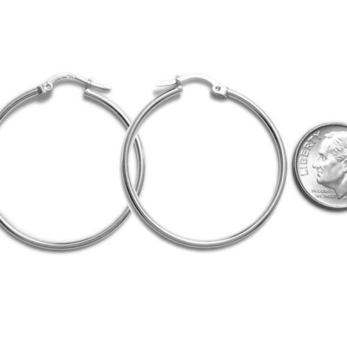Thin Plain Polished Hoop Earrings 30mm | Wholesale Sterling Silver Jewelry | Alternate