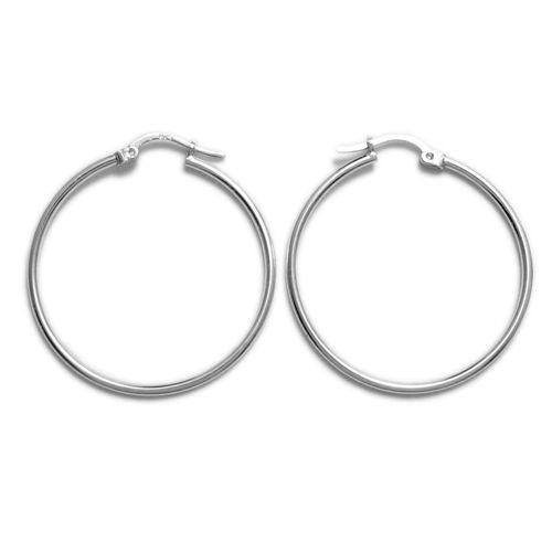 Thin Plain Polished Hoop Earrings 38mm | Wholesale Sterling Silver Jewelry | Main 