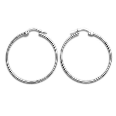 Thin Plain Polished Hoop Earrings 38mm | Wholesale Sterling Silver Jewelry | Main 