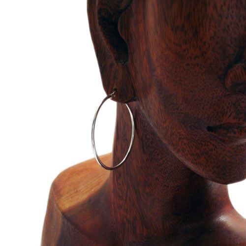 Thin Plain Polished Hoop Earrings 38mm | Wholesale Sterling Silver Jewelry | Alternate