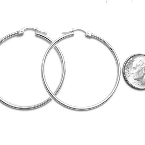 Thin Plain Polished Hoop Earrings 38mm | Wholesale Sterling Silver Jewelry | Alternate