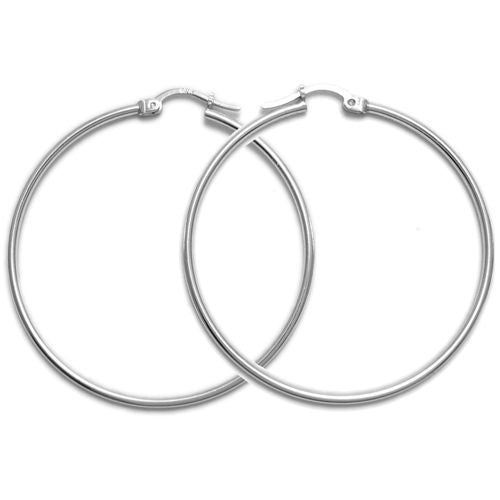 Thin Plain Polished Hoop Earrings 43mm | Wholesale Sterling Silver Jewelry | Main