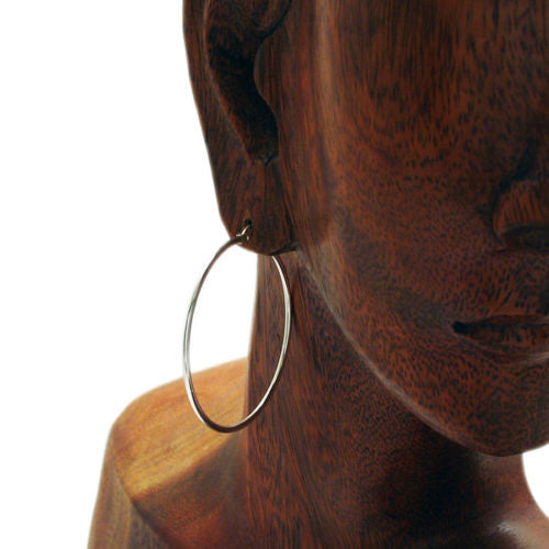 Thin Plain Polished Hoop Earrings 43mm | Wholesale Sterling Silver Jewelry | Alternate