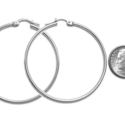 Thin Plain Polished Hoop Earrings 43mm | Wholesale Sterling Silver Jewelry | Alternate