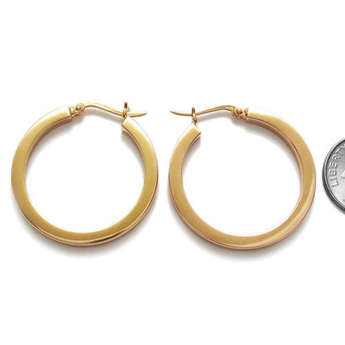Thin Rose Gold 30mm Squared Plain Hoop Earrings | Wholesale Sterling Silver Jewelry | Alternate