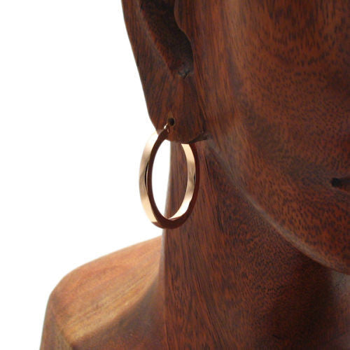 Thin Rose Gold 30mm Squared Plain Hoop Earrings | Wholesale Sterling Silver Jewelry | Alternate