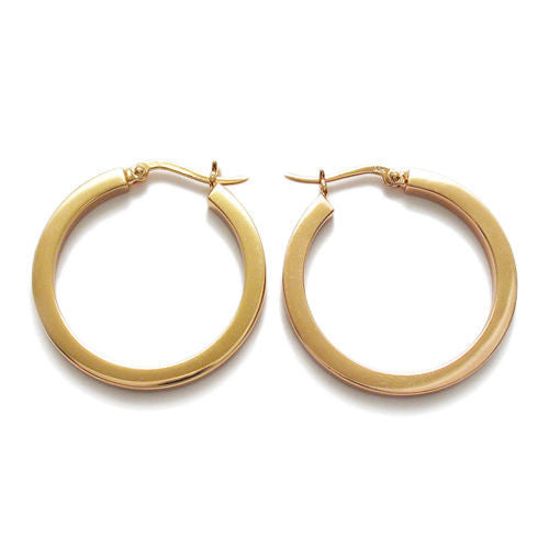 Thin Rose Gold 30mm Squared Plain Hoop Earrings | Wholesale Sterling Silver Jewelry | Alternate