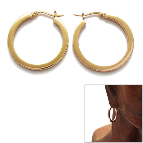 Thin Rose Gold 30mm Squared Plain Hoop Earrings | Wholesale Sterling Silver Jewelry | Main