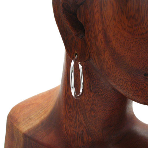 Flawless Thin Square Hoop Earrings with a glossy finish | Wholesale Sterling Silver Jewelry | Alternate