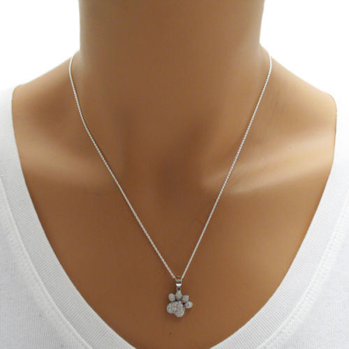 Cute Tiger Paw Pendant embellished with CZs | Wholesale 925 Sterling Silver Pendants - Jewelry | Alternate
