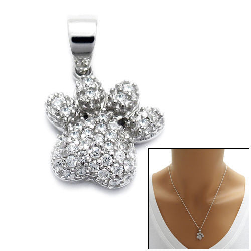 Cute Tiger Paw Pendant embellished with CZs | Wholesale 925 Sterling Silver Pendants - Jewelry | Alternate