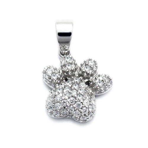 Cute Tiger Paw Pendant embellished with CZs | Wholesale 925 Sterling Silver Pendants - Jewelry | Main