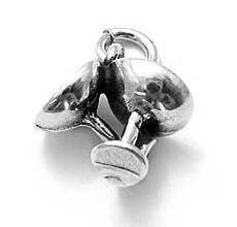 Timeless Traditional Wedding Glasses Charm. Wholesale Sterling Silver Charms - Jewelry