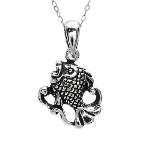 Pretty and Ornate Tropical Fish Charm Pendant | Wholesale 925 Sterling Silver Pendant - Jewelry 