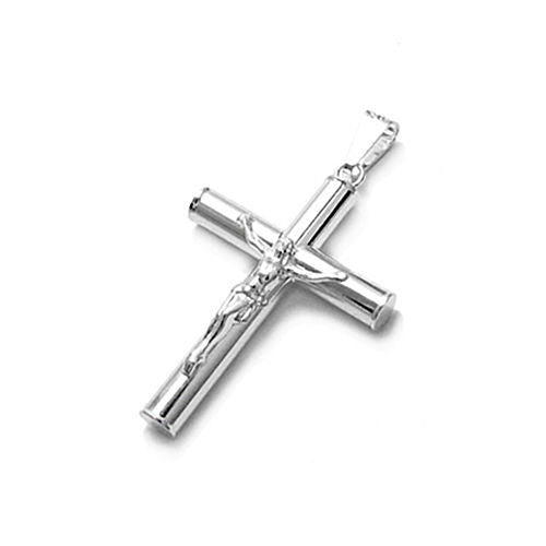 Classy and Wide Tubular Crucifix Cross Pendant | Wholesale 925 Sterling Silver Pendant - Jewelry | Main