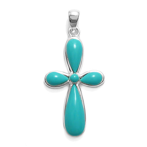 Vibrant Turquoise Cross Pendant | Wholesale 925 Sterling Silver Pendant - Jewelry | Main