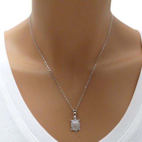 Radiant Turtle Pendant with Micro-Pave CZs | Wholesale 925 Sterling Silver Pendant - Jewelry | Alternate