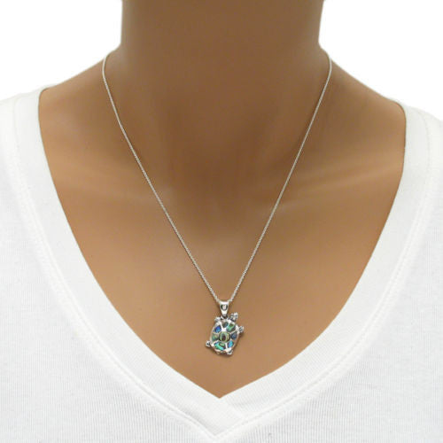 Amazingly cute turtle with abalone turtle shell pendant | Wholesale 925 Sterling Silver Jewelry | Alternate photo