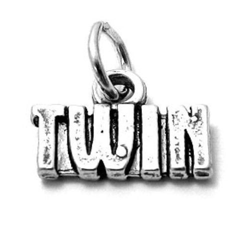 Simplistic "Twin" Scripted Charm for your lifelong best friend. Wholesale Sterling Silver Charms - Jewelry