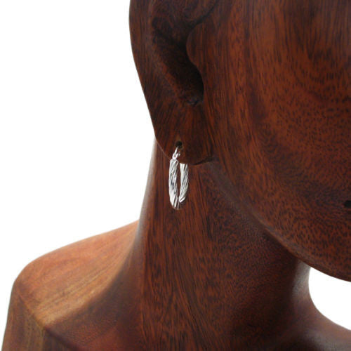 Luxurious Twist Thin Oval Hoop Earrings in 16mm | Wholesale Sterling Silver Jewelry | Alternate