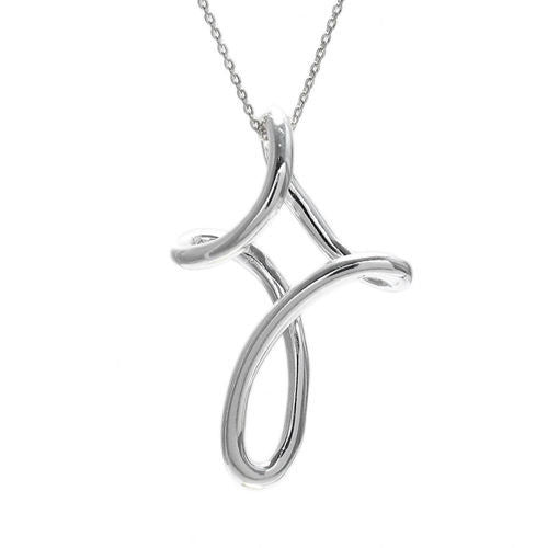 Modern Twisting Cross Pendant - 37mm | Wholesale 925 Sterling Silver Pendant - Jewelry | Alternate