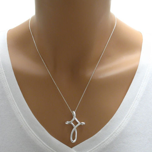 Modern Twisting Cross Pendant - 37mm | Wholesale 925 Sterling Silver Pendant - Jewelry | Alternate