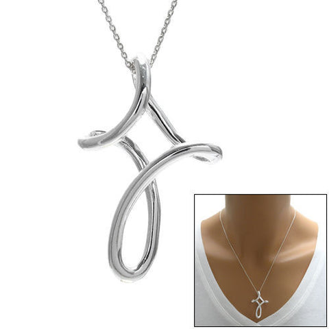 Modern Twisting Cross Pendant - 37mm | Wholesale 925 Sterling Silver Pendant - Jewelry | Main