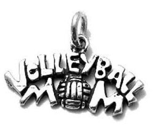 Beautiful "Volleyball Mom" Talking Charm. Wholesale Sterling Silver Charms - Jewelry