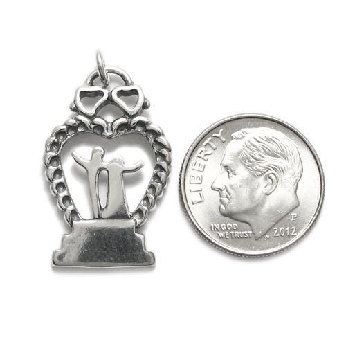 Top-of-the-line Wedding Cake Topper Charm. Wholesale Sterling Silver Charms - Jewelry. Alternate