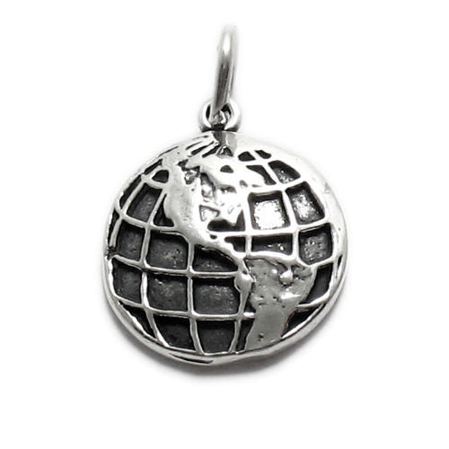 Western Hemisphere on Globe Charm | Wholesale 925 Sterling Silver Charms - Jewelry | Main