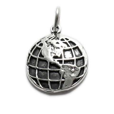 Western Hemisphere on Globe Charm | Wholesale 925 Sterling Silver Charms - Jewelry | Main