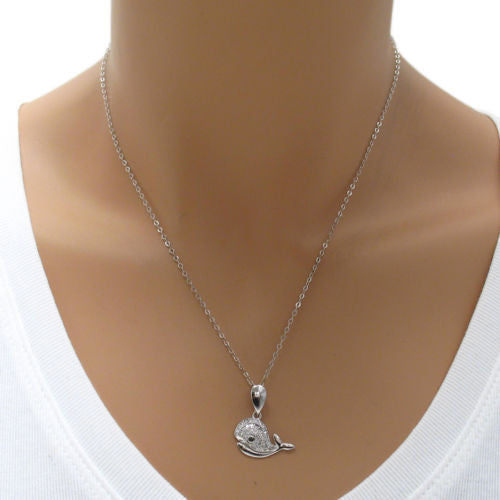 Stylish Whale Pendant with CZ | Wholesale 925 Sterling Silver Pendants - Jewelry | Alternate