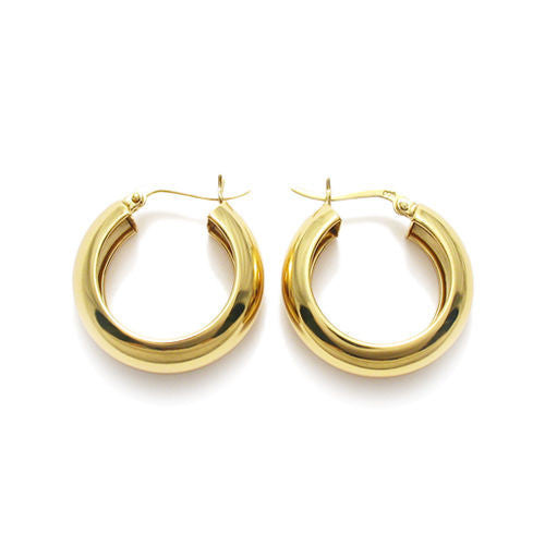 Wide Gold 23mm Hollowed out Plain Hoop Earrings | Wholesale Sterling Silver Jewelry | Alternate