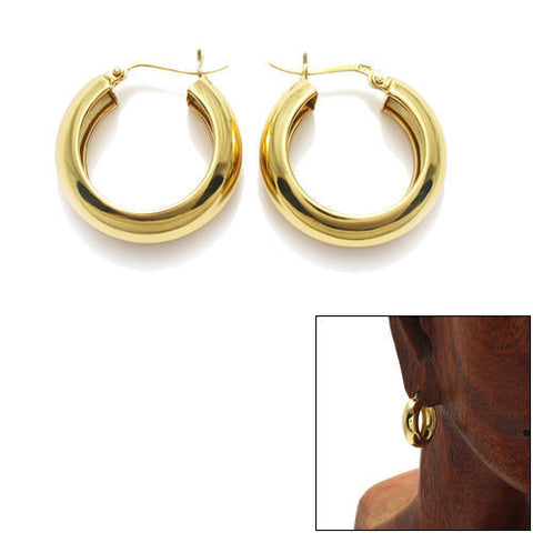 Wide Gold 23mm Hollowed out Plain Hoop Earrings | Wholesale Sterling Silver Jewelry | Main