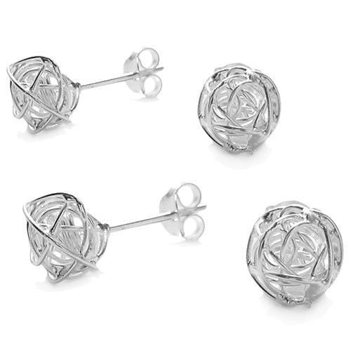 Stylish Wire Ball Post Stud Earrings 7mm and 9mm | Wholesale Sterling Silver Jewelry | Main