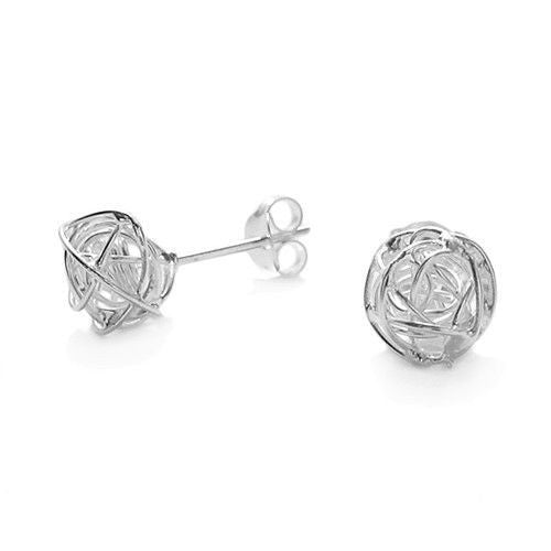 Wire Ball Post Stud Earrings in 7mm | Wholesale Sterling Silver Jewelry | Alternate