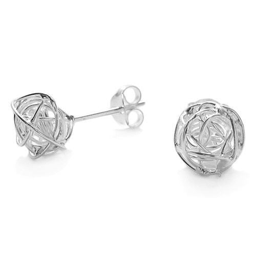 Wire Ball Post Stud Earrings in 9mm | Wholesale Sterling Silver Jewelry | Alternate