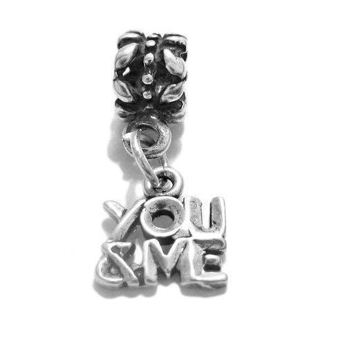 Fashionable "You & Me" Talking Charm with Euro Bead. Wholesale Sterling Silver Charms - Jewelry. Main